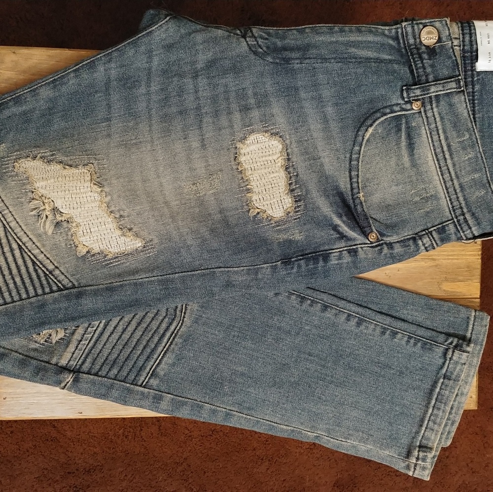 Zara Denim Blue Moto Jeans